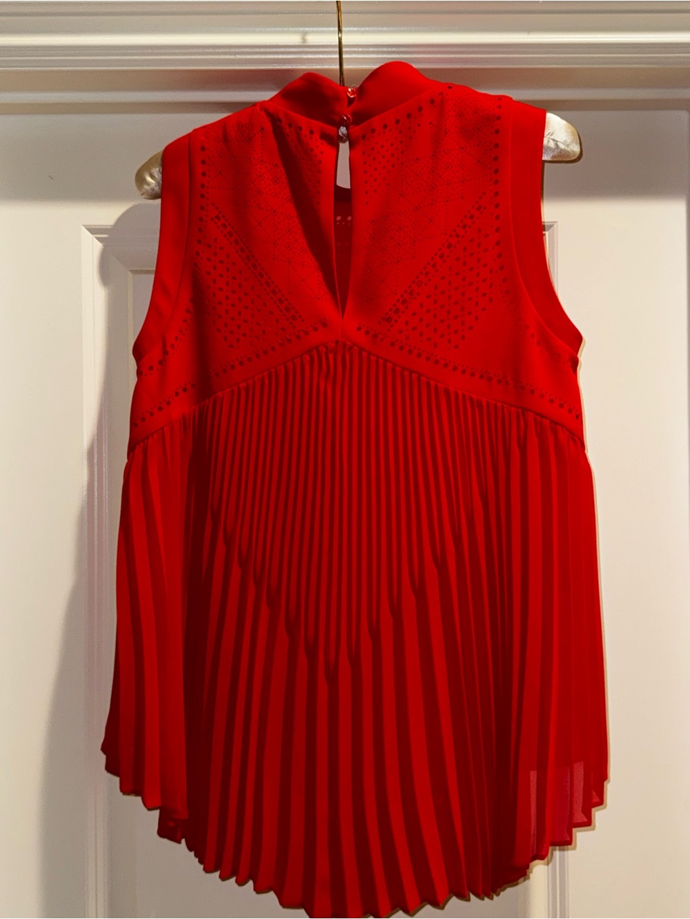 Karen Millen Vibrant Red Sleeveless Pleated Top